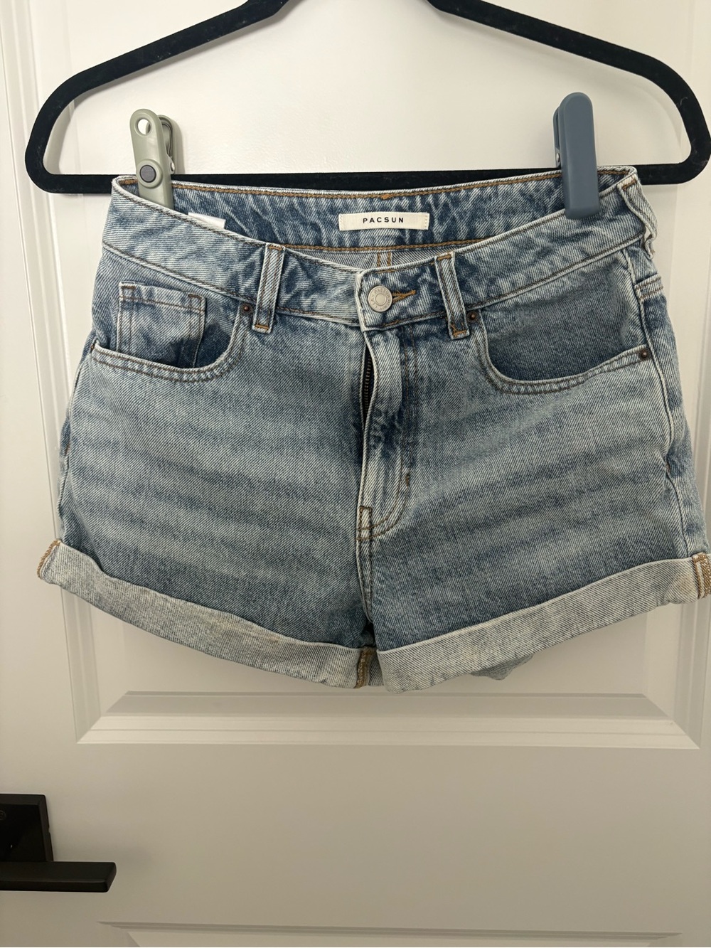 PacSun Light Wash Rolled Hem Denim Shorts